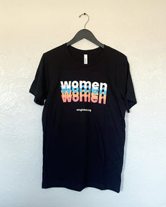 Multi 'Women' Black Tee